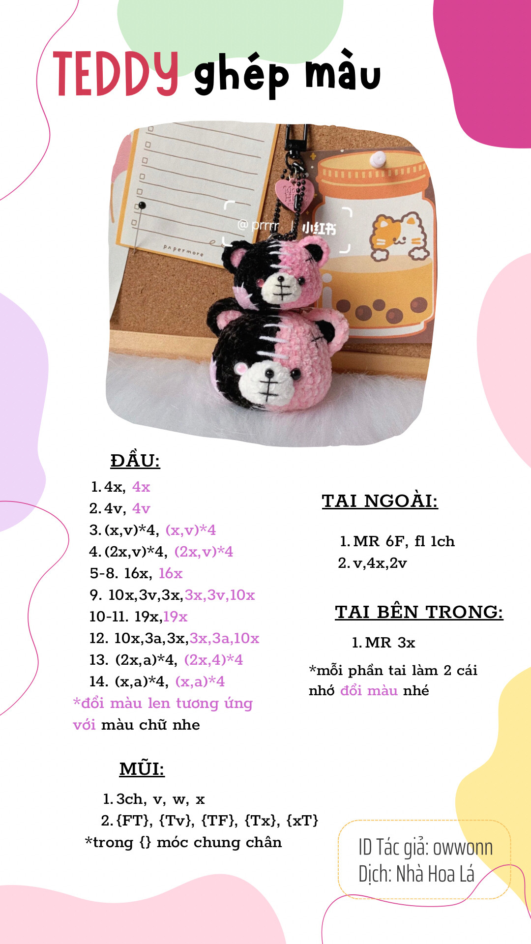 Tổng hợp chart móc len: Đùi gà heo, Teddy ghép màu, Voi con Bản Đôn