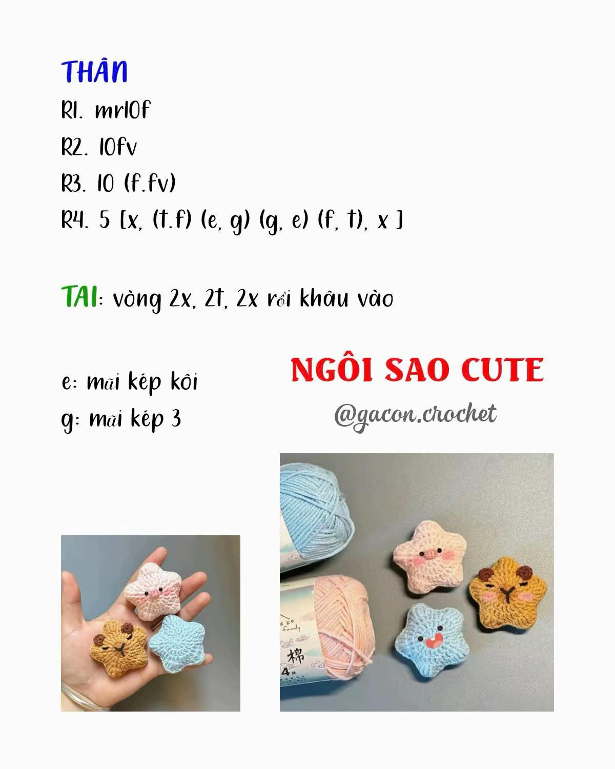 Tổng hợp chart móc len: Em bé hướng dương, nhím ôm dâu, thỏ dâu và ngôi sao cute