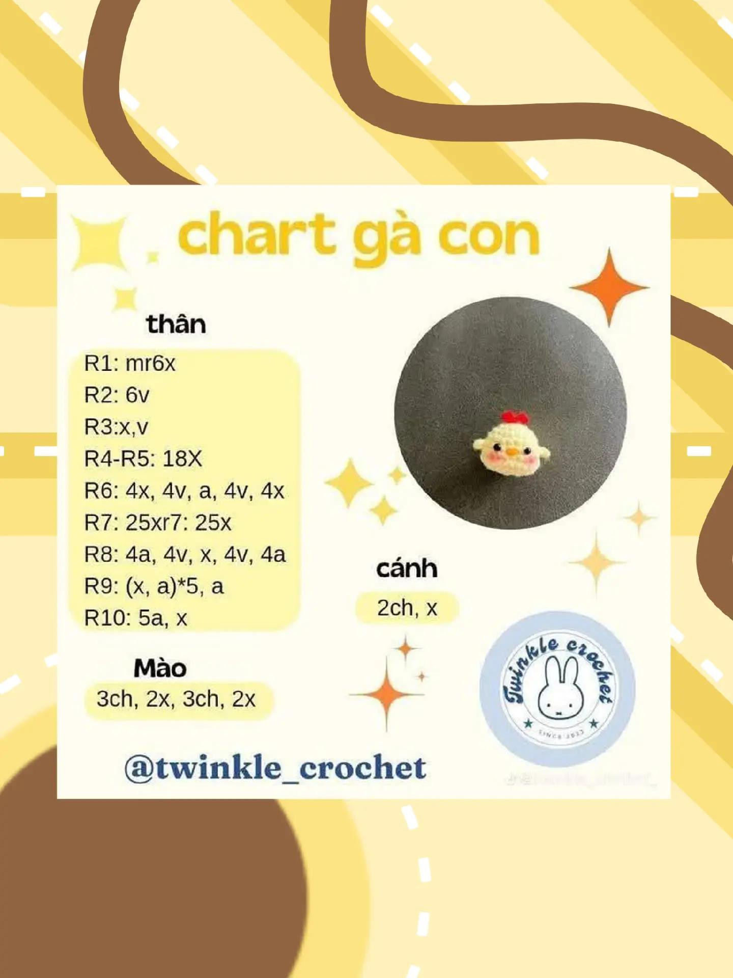Tổng hợp chart móc len: Gà con, Bạch tuột mini, Cinnamoroll và Trứng ốp la