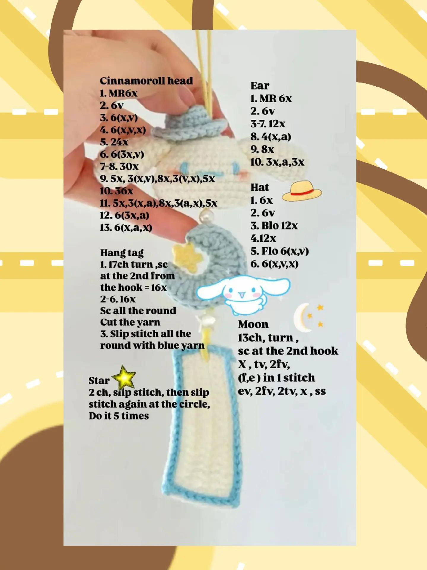 Tổng hợp chart móc len: Gà con, Bạch tuột mini, Cinnamoroll và Trứng ốp la