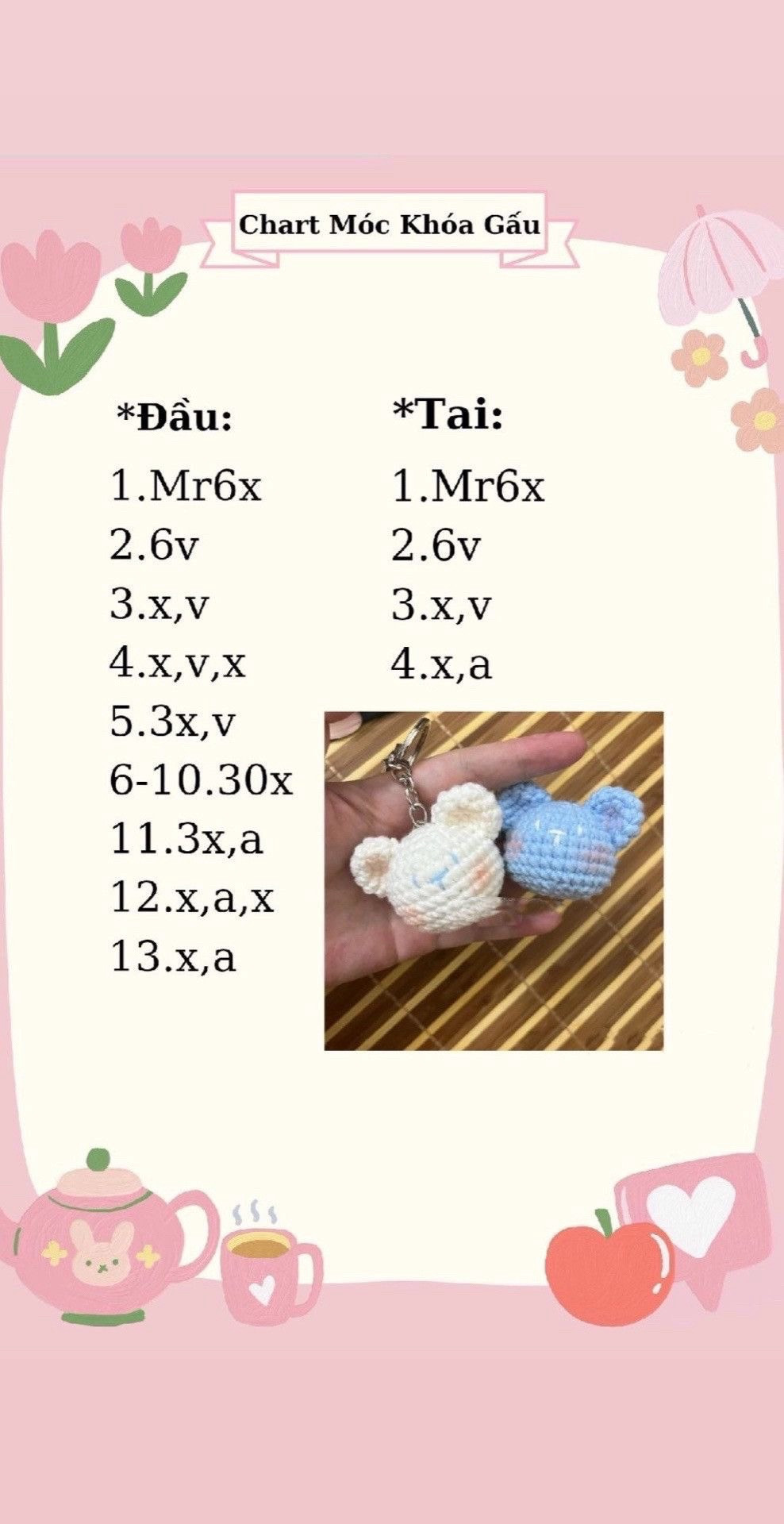 Tổng hợp Chart Móc Len: Gấu, Bạch Tuộc, Mochi và Nàng Công Chúa