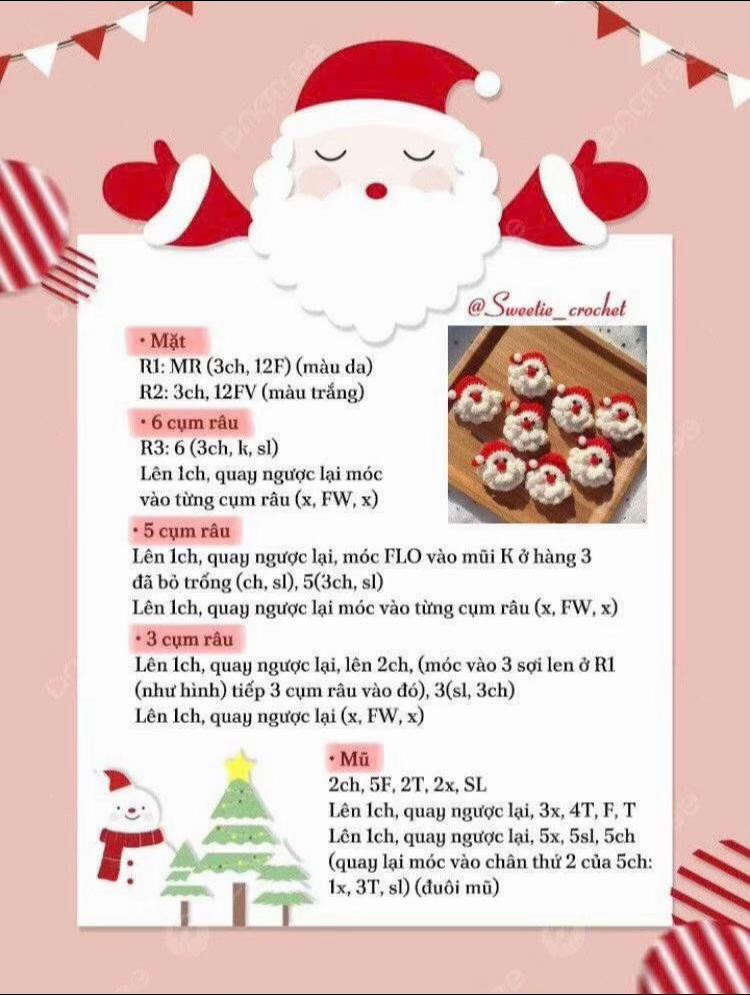 Tổng hợp chart móc len Gấu cây thông Noel và Ông già Noel dễ thương