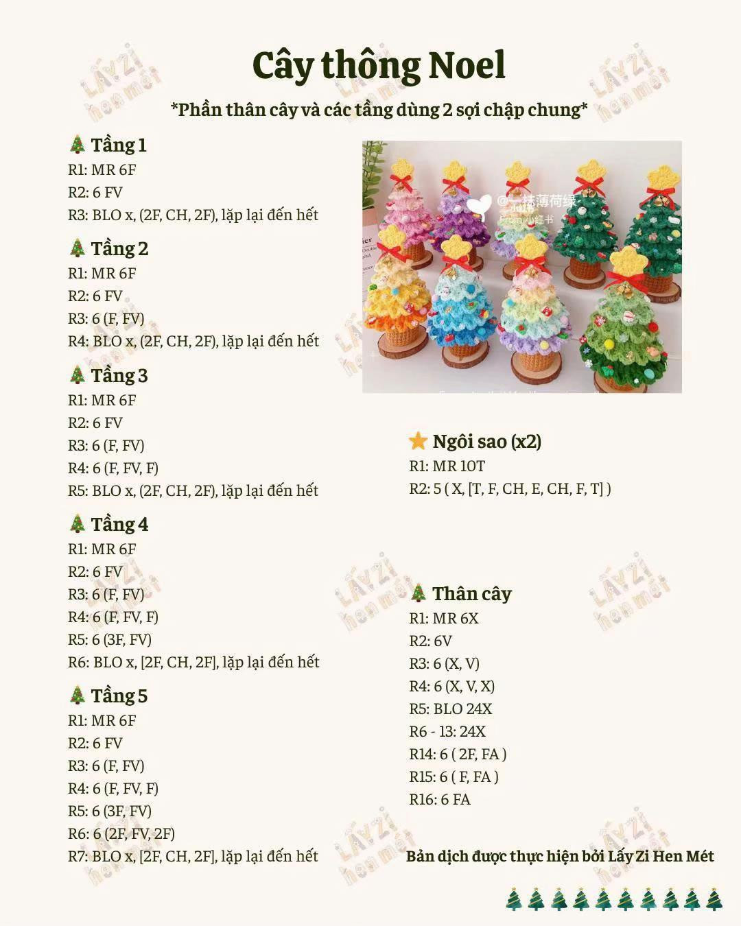 Tổng hợp chart móc len Gấu cây thông Noel và Ông già Noel dễ thương