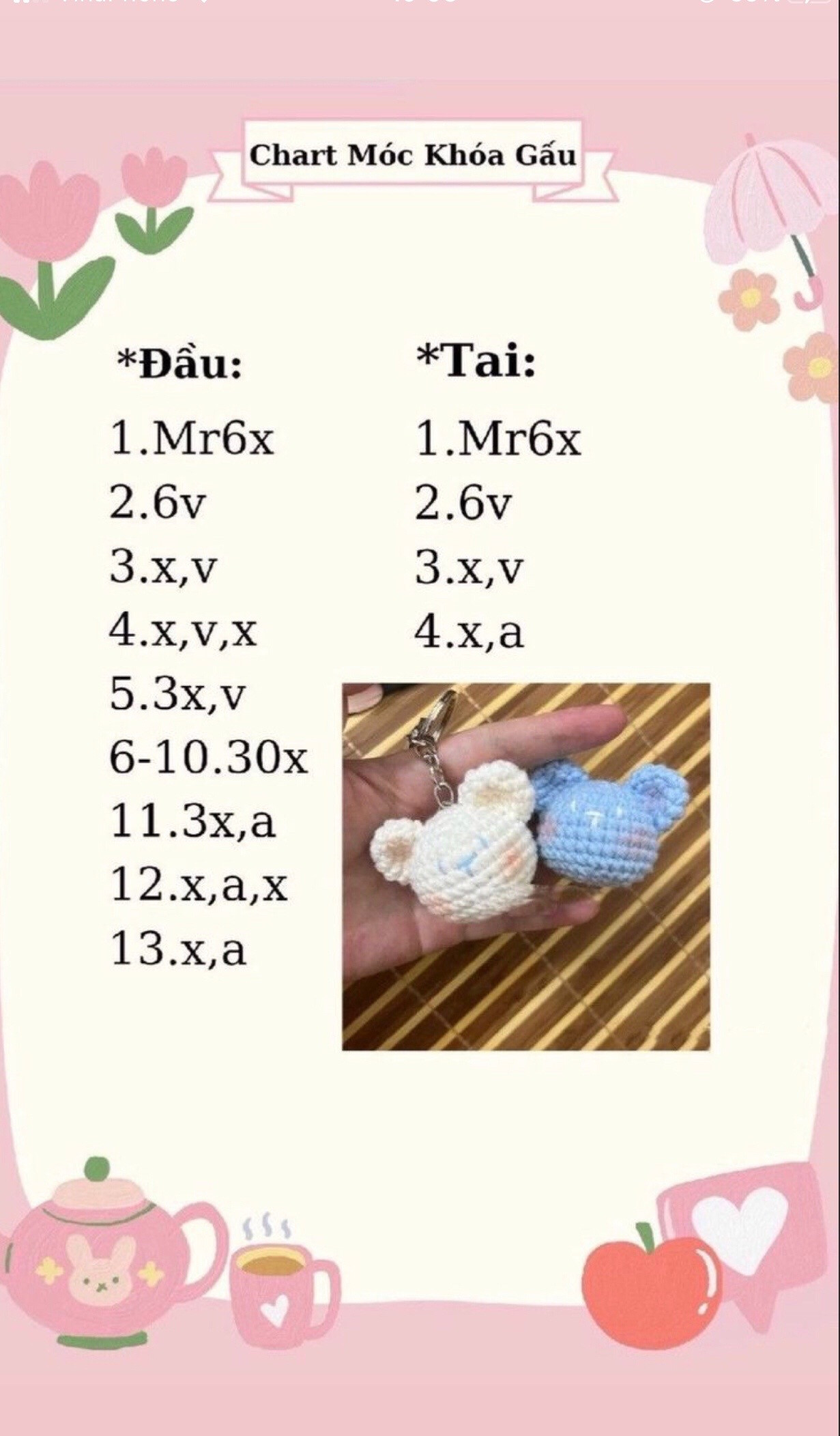 Tổng hợp chart móc len: Gấu, Thỏ, Cà rốt, Mặt trời và Ngôi sao