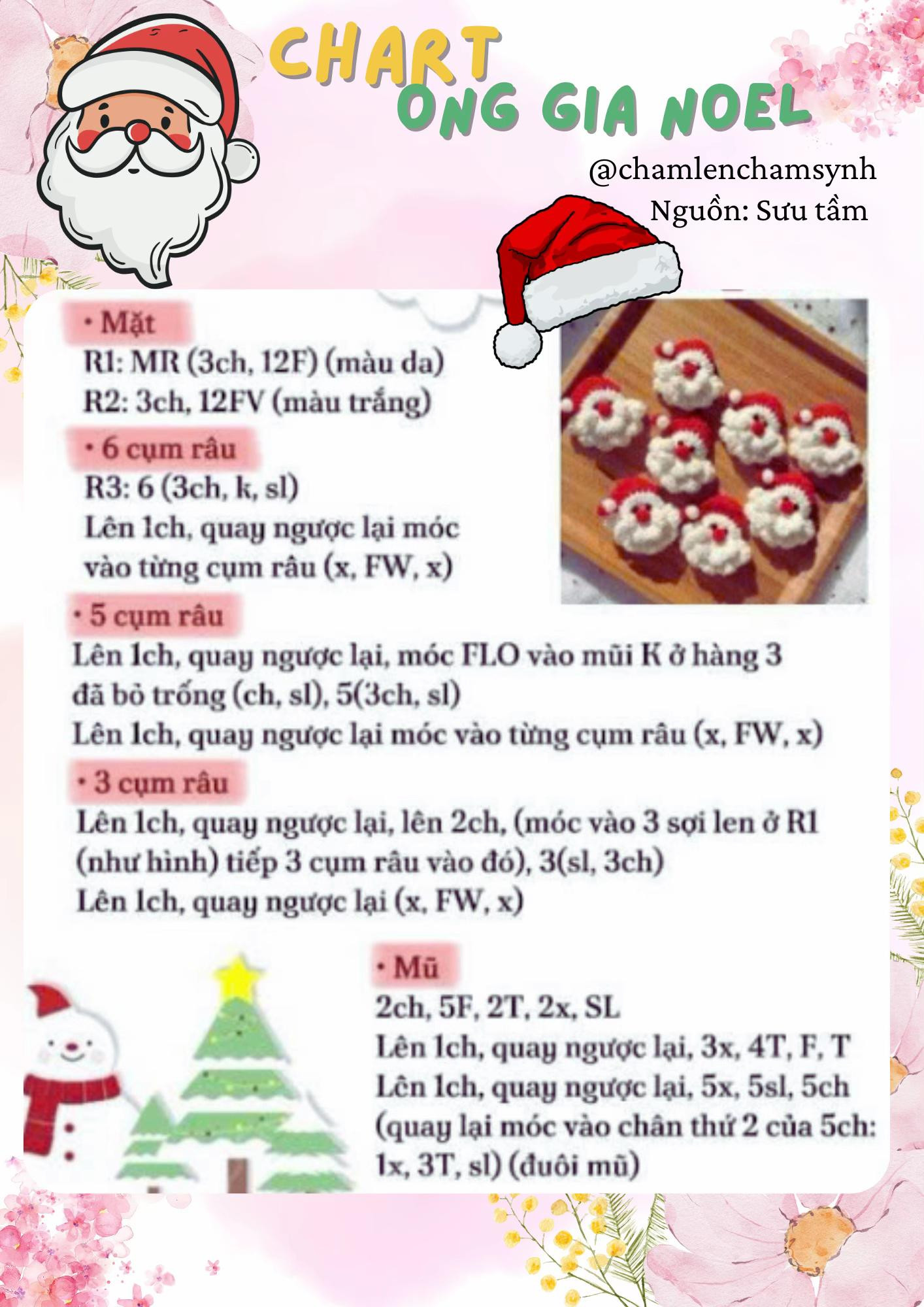 Tổng hợp chart móc len: Gấu trúc, Capybara, Hành tây và Ông già Noel