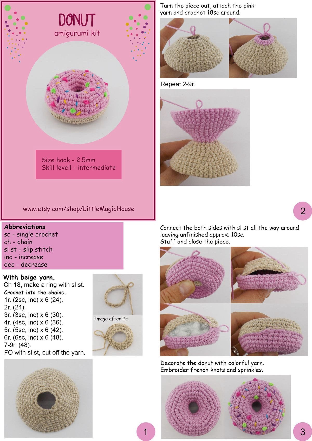 Tổng hợp chart móc len Gấu trúc, Donut, Đầu heo và Larva