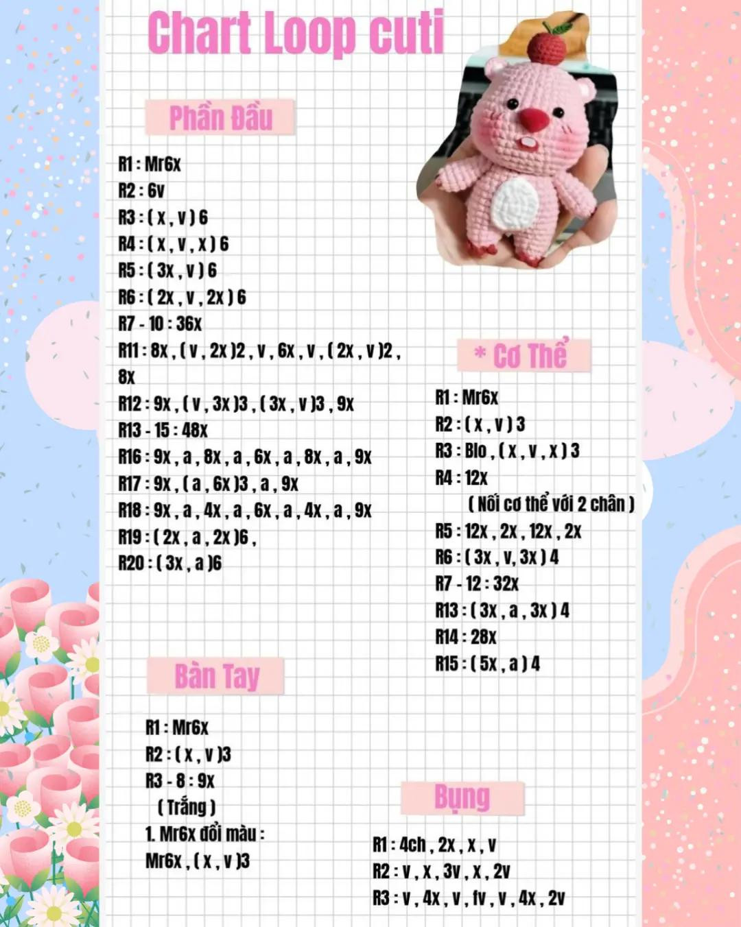 Tổng hợp Chart Móc Len: Heo Thám Tử, Chó Con Pink, Stitch