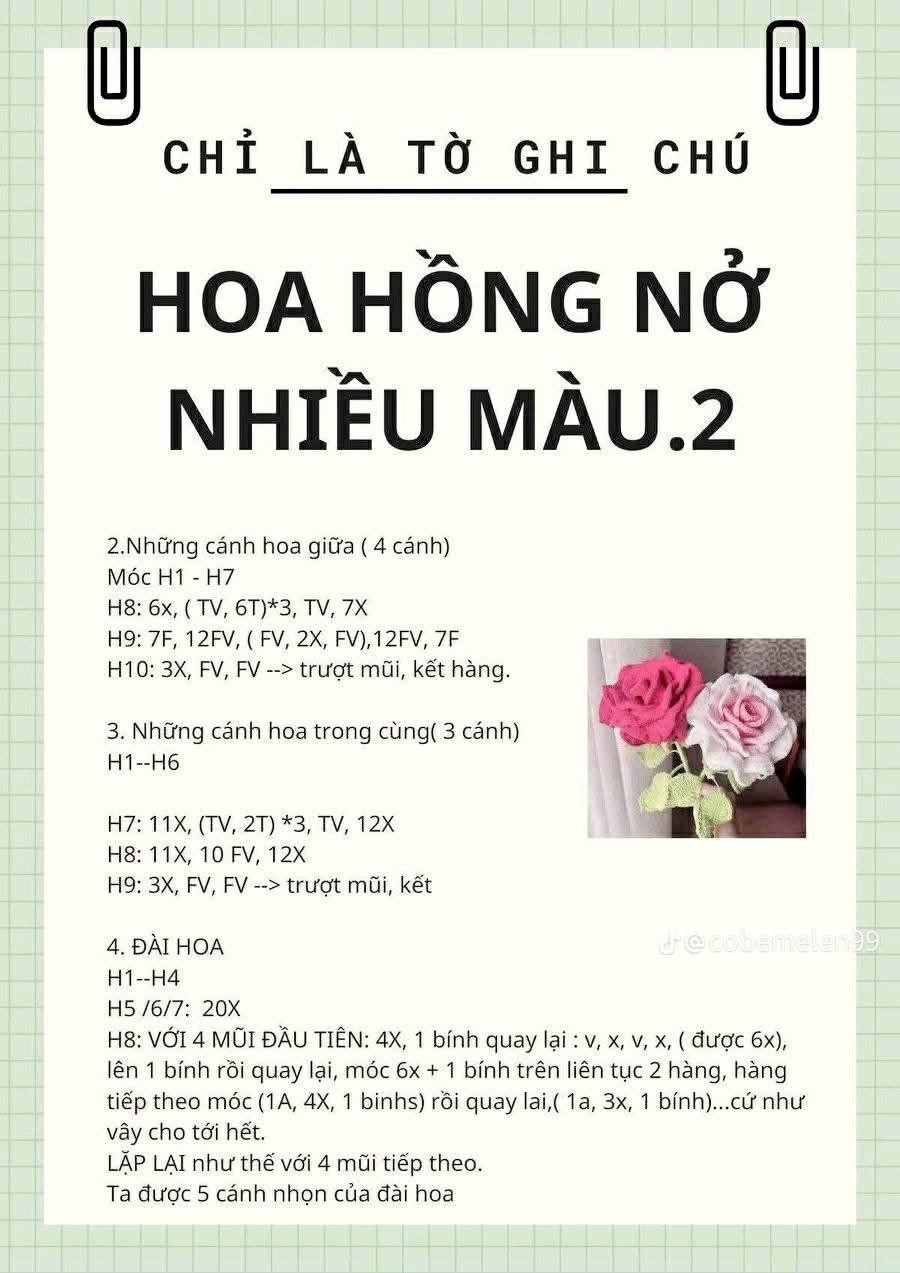 Tổng hợp chart móc len hoa: Hồng, Lan, Hướng dương