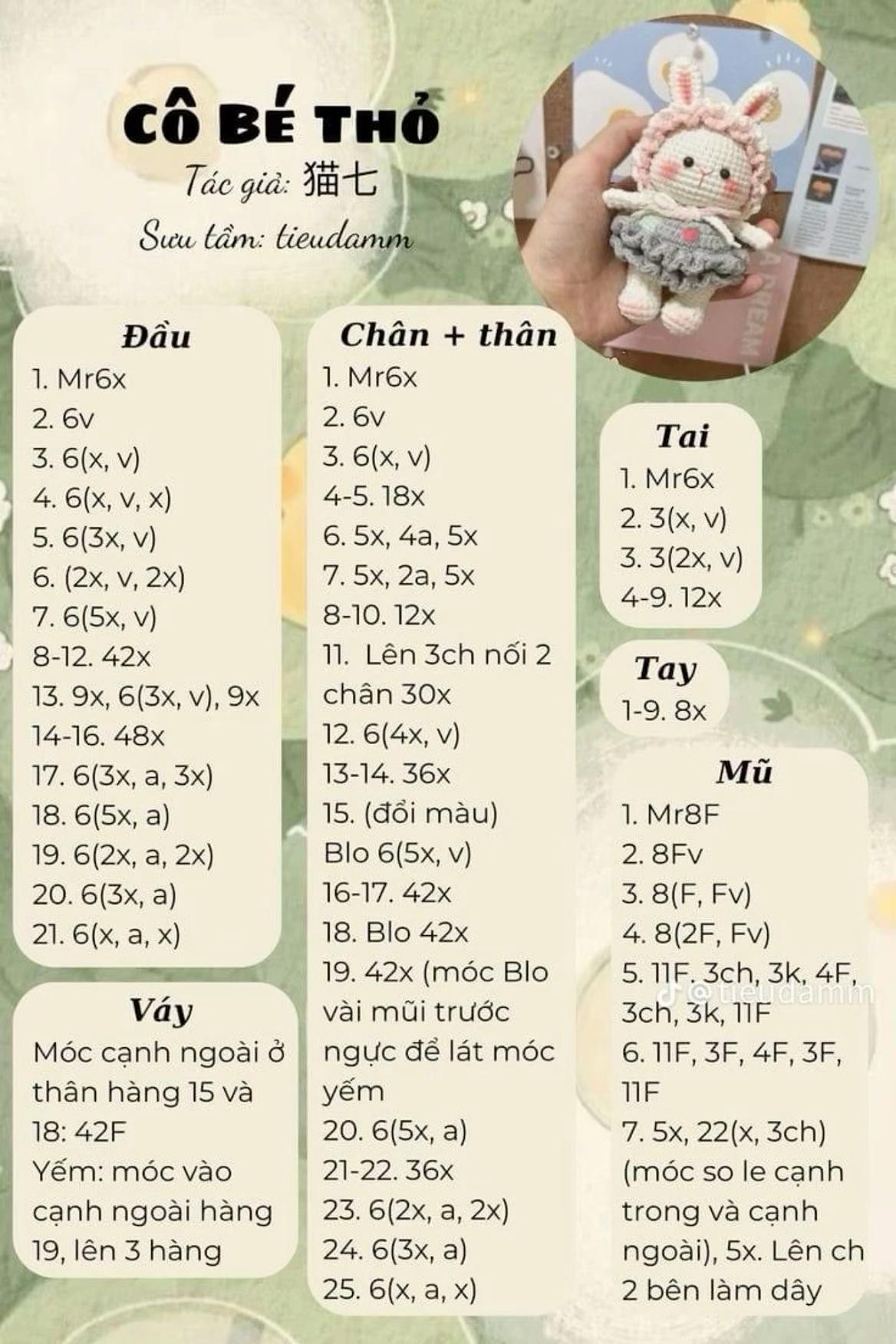 Tổng hợp chart móc len hoa mặt cười, ong, mặt trời và búp bê