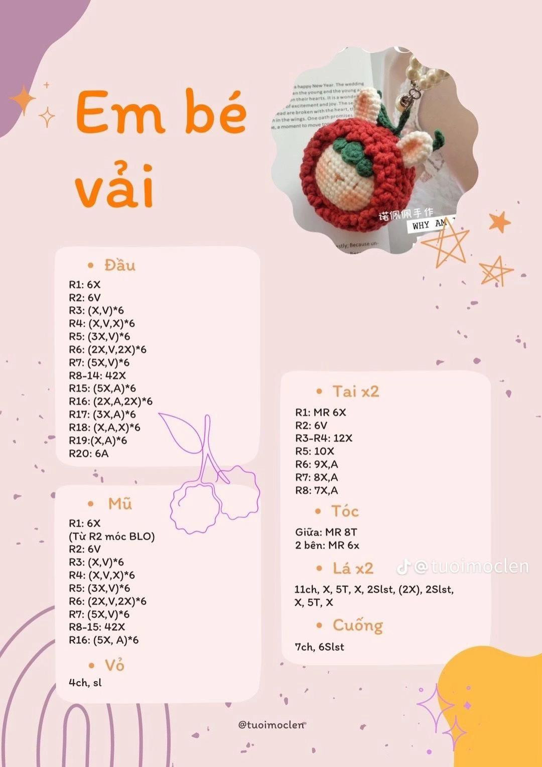 Tổng hợp chart móc len hoa mặt cười, ong, mặt trời và búp bê