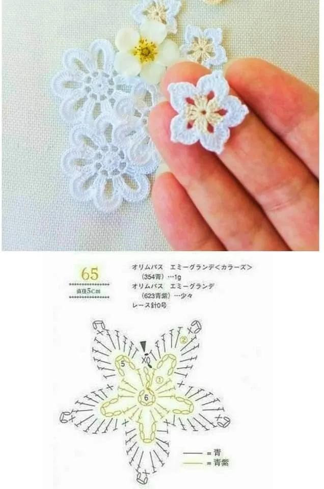 Tổng hợp chart móc len hoa và bướm đa dạng màu sắc, hình ảnh mẫu thực tế kèm bảng hướng dẫn chi tiết từng mũi