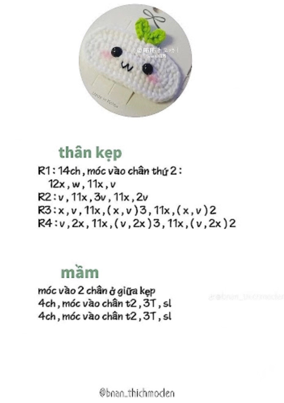 Tổng hợp chart móc len kẹp tóc Hello Kitty, quả bơ, hoa hướng dương và các mẫu thú đáng yêu