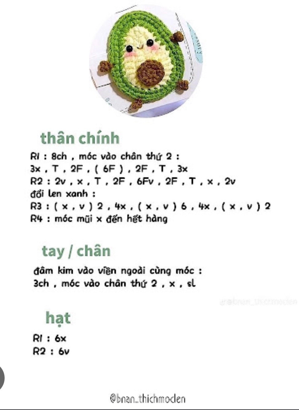 Tổng hợp chart móc len kẹp tóc Hello Kitty, quả bơ, hoa hướng dương và các mẫu thú đáng yêu