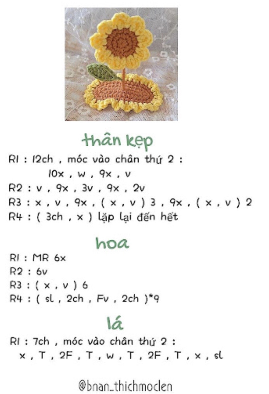 Tổng hợp chart móc len kẹp tóc Hello Kitty, quả bơ, hoa hướng dương và các mẫu thú đáng yêu