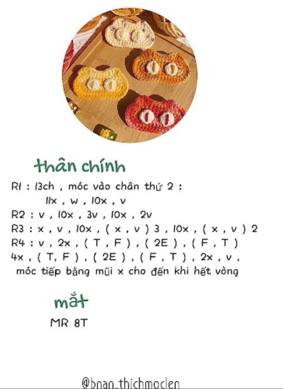 Tổng hợp chart móc len kẹp tóc Hello Kitty, quả bơ, hoa hướng dương và các mẫu thú đáng yêu