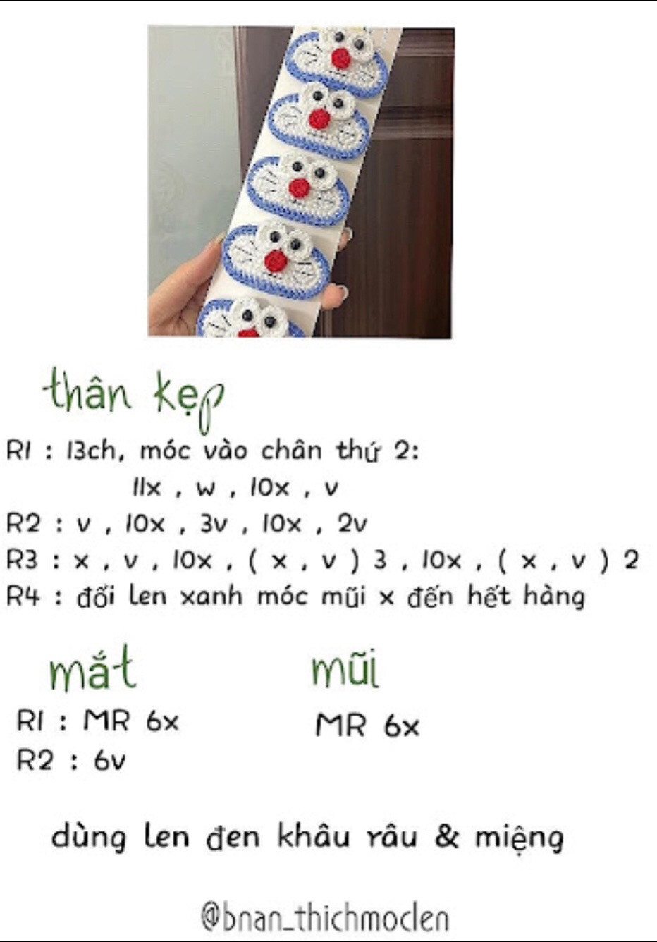 Tổng hợp chart móc len kẹp tóc Hello Kitty, quả bơ, hoa hướng dương và các mẫu thú đáng yêu