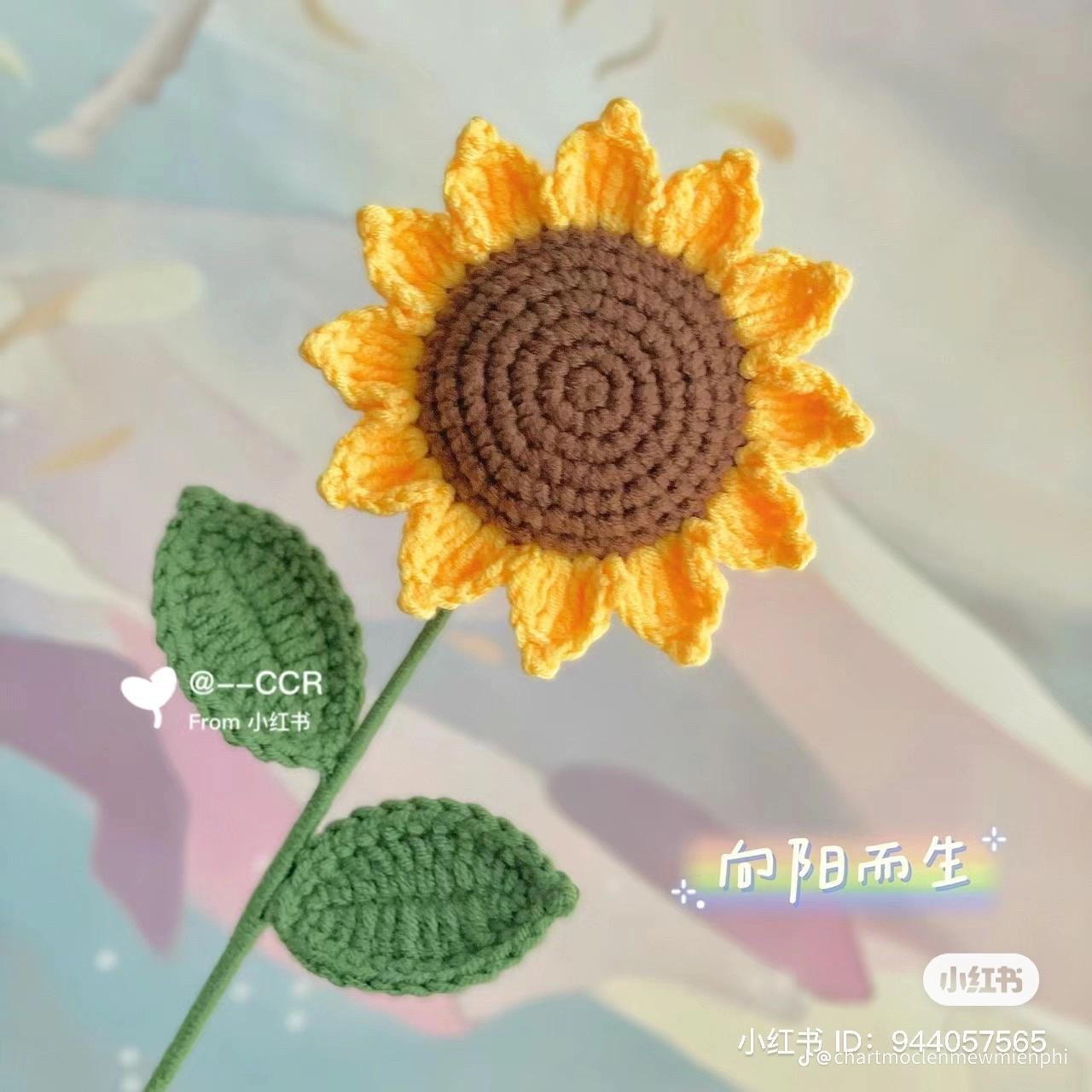 Tổng hợp chart móc len kẹp tóc: Hoa hướng dương, cá hangyodon và các chú thú dễ thương