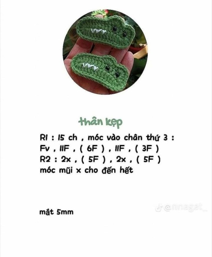 Tổng hợp chart móc len kẹp tóc: Khủng long, Quái vật, Hoa hướng dương, Lợn và Gấu