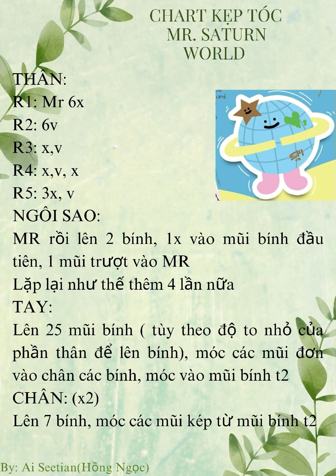 Tổng hợp chart móc len kẹp tóc nhân vật dễ thương