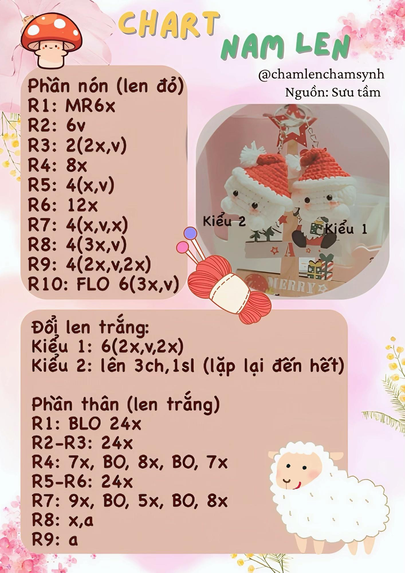 Tổng hợp chart móc len Kitty, Mèo, Nấm và mây dễ thương