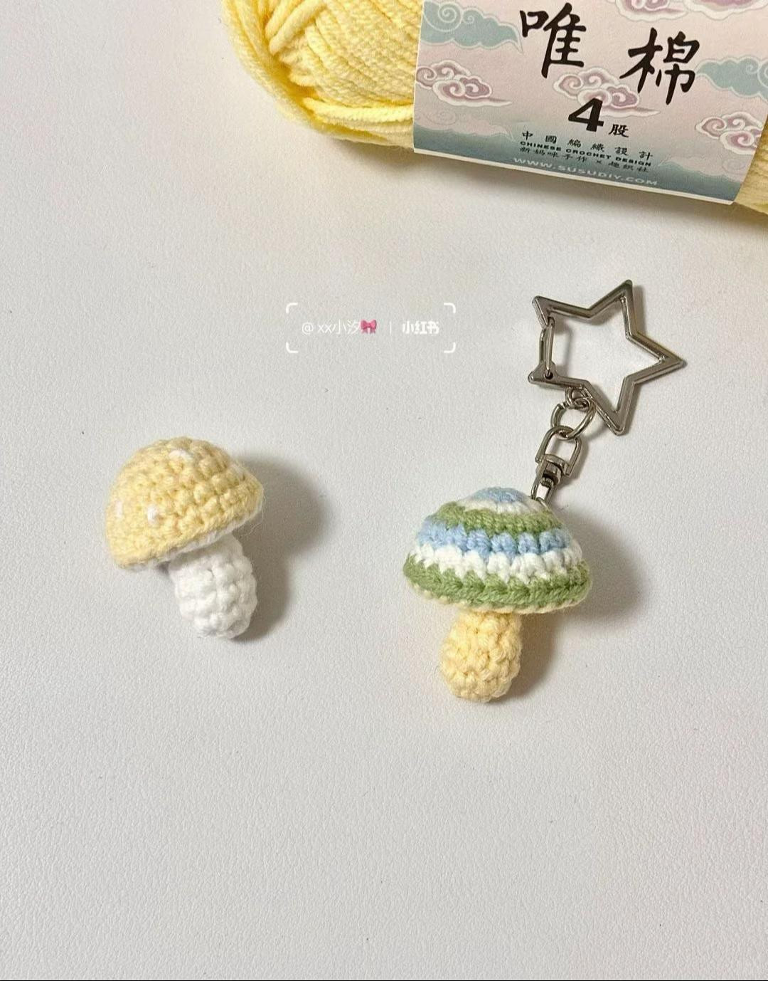 Tổng hợp chart móc len nấm rơm và nấm hương dễ thương