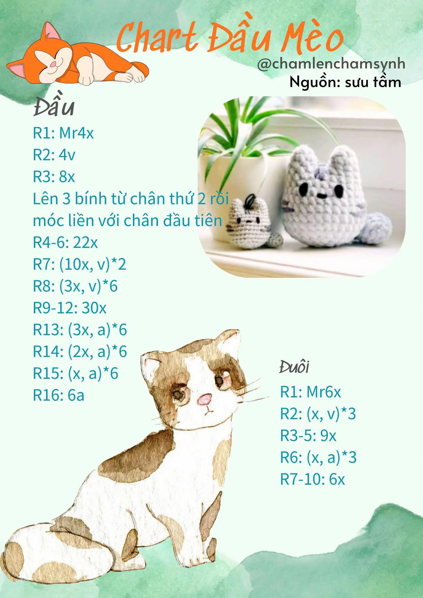 Tổng hợp chart móc len: Quốc kỳ Việt Nam, Đầu mèo và nhân vật Smiski