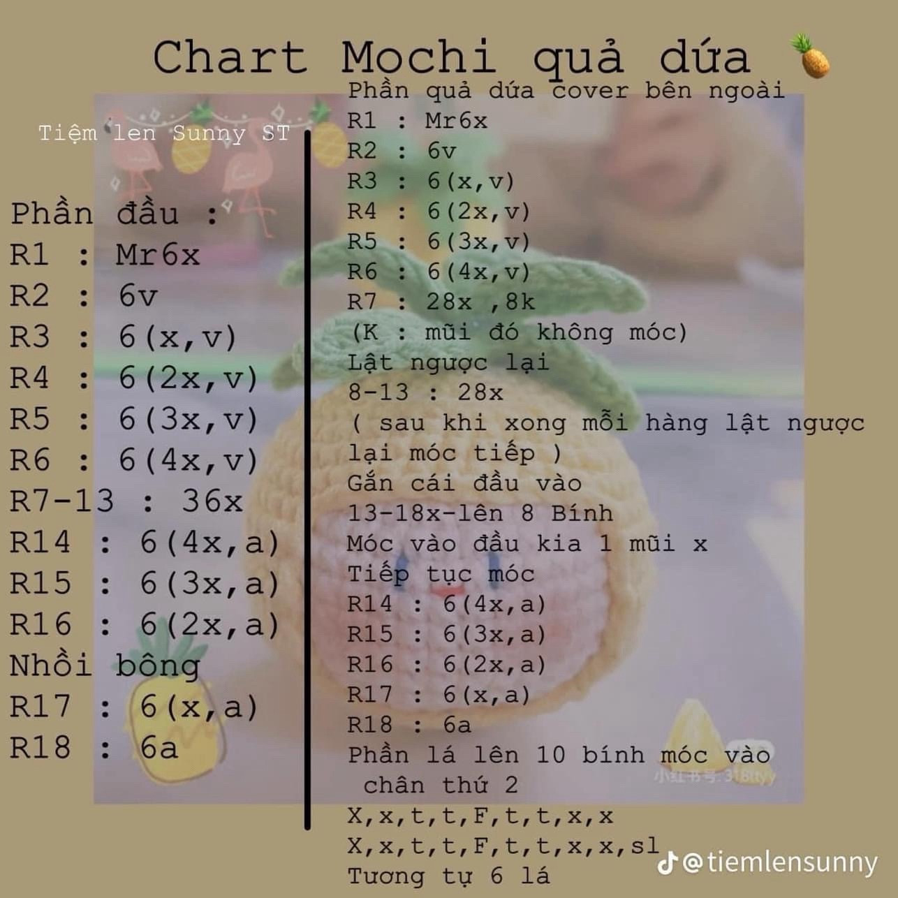 Tổng hợp chart móc len: Thỏ, Gấu dâu, Túi bánh mì, Mochi và Cặp đôi mèo
