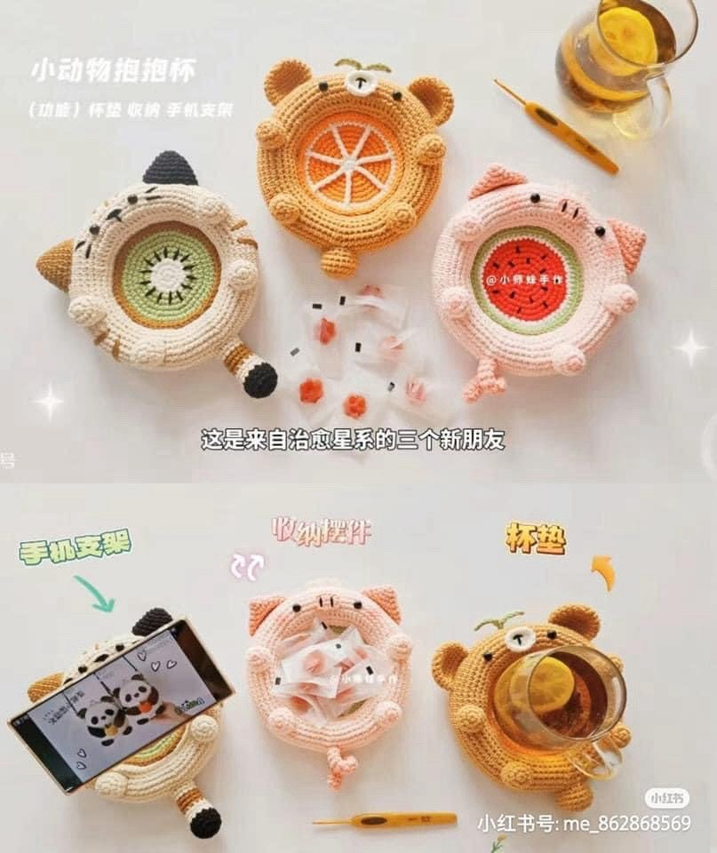 Tổng hợp chart móc len: Thỏ, Gấu dâu, Túi bánh mì, Mochi và Cặp đôi mèo