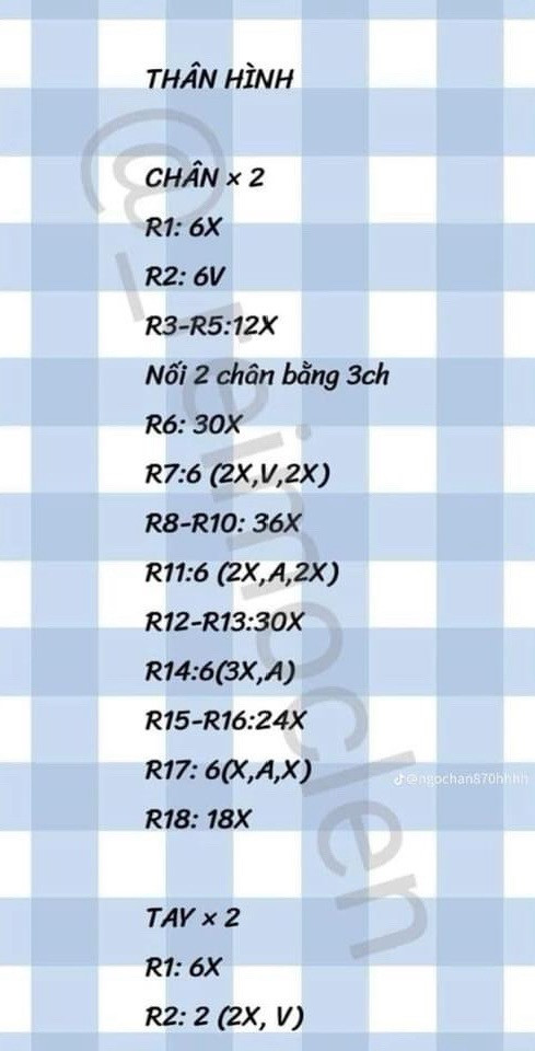Tổng hợp chart móc len: Thỏ, Gấu dâu, Túi bánh mì, Mochi và Cặp đôi mèo