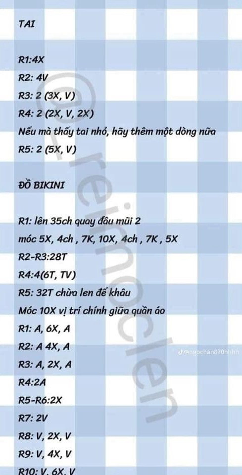 Tổng hợp chart móc len: Thỏ, Gấu dâu, Túi bánh mì, Mochi và Cặp đôi mèo