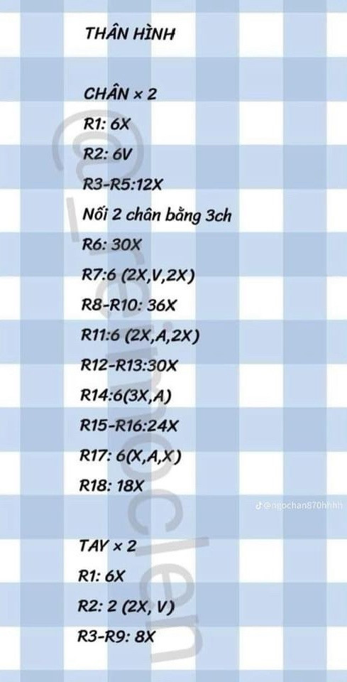Tổng hợp chart móc len: Thỏ, Gấu dâu, Túi bánh mì, Mochi và Cặp đôi mèo