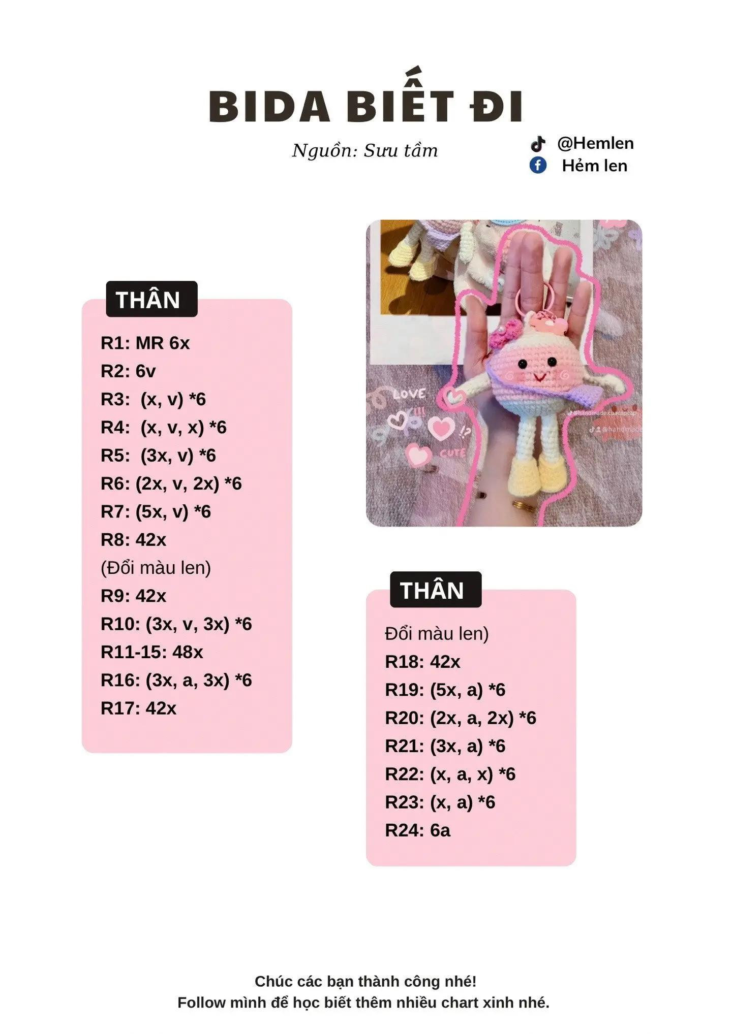 Tổng hợp Chart móc len thú cưng dễ thương: Shiba, gấu trúc, hươu cao cổ và thỏ cosplay