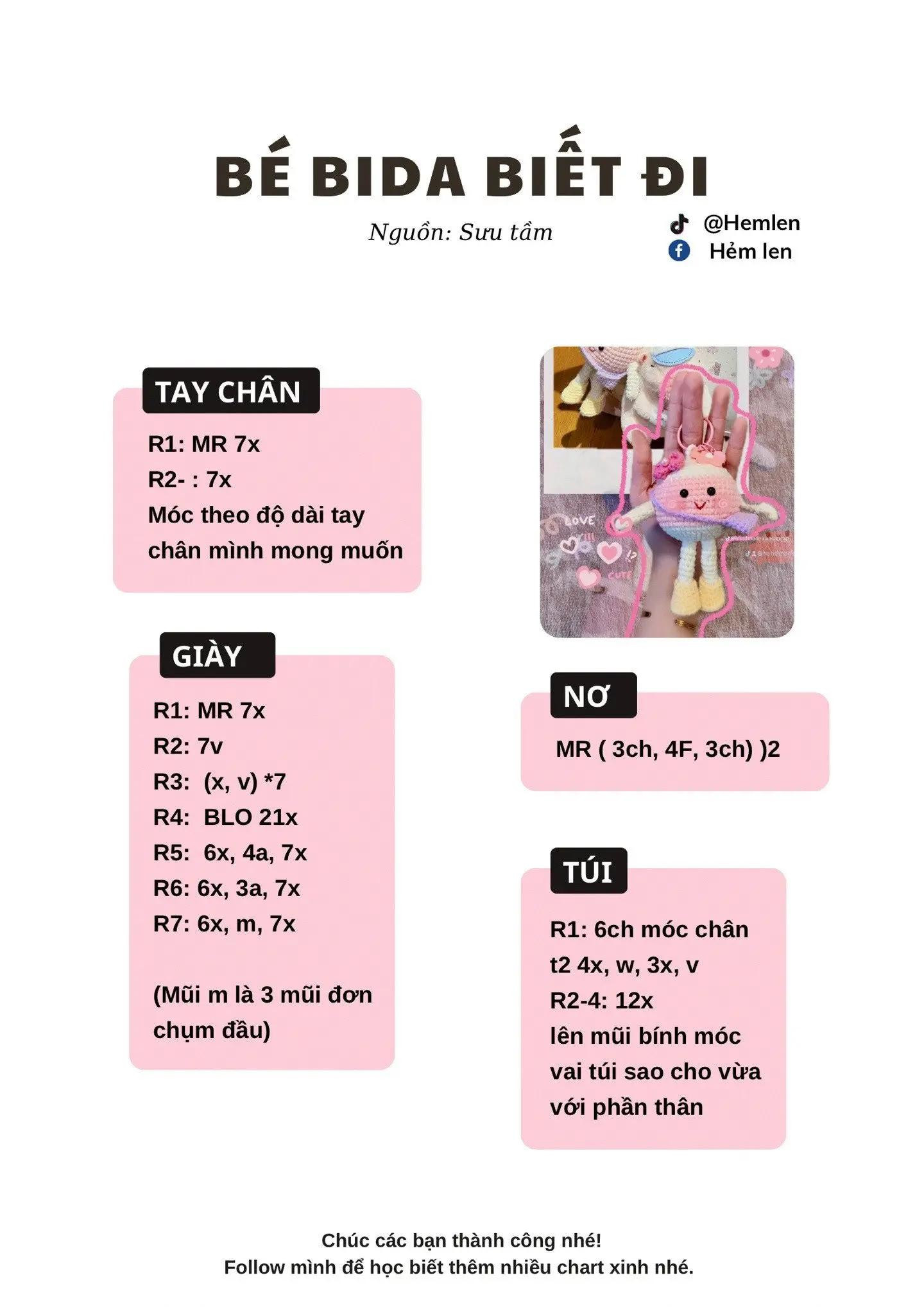 Tổng hợp Chart móc len thú cưng dễ thương: Shiba, gấu trúc, hươu cao cổ và thỏ cosplay