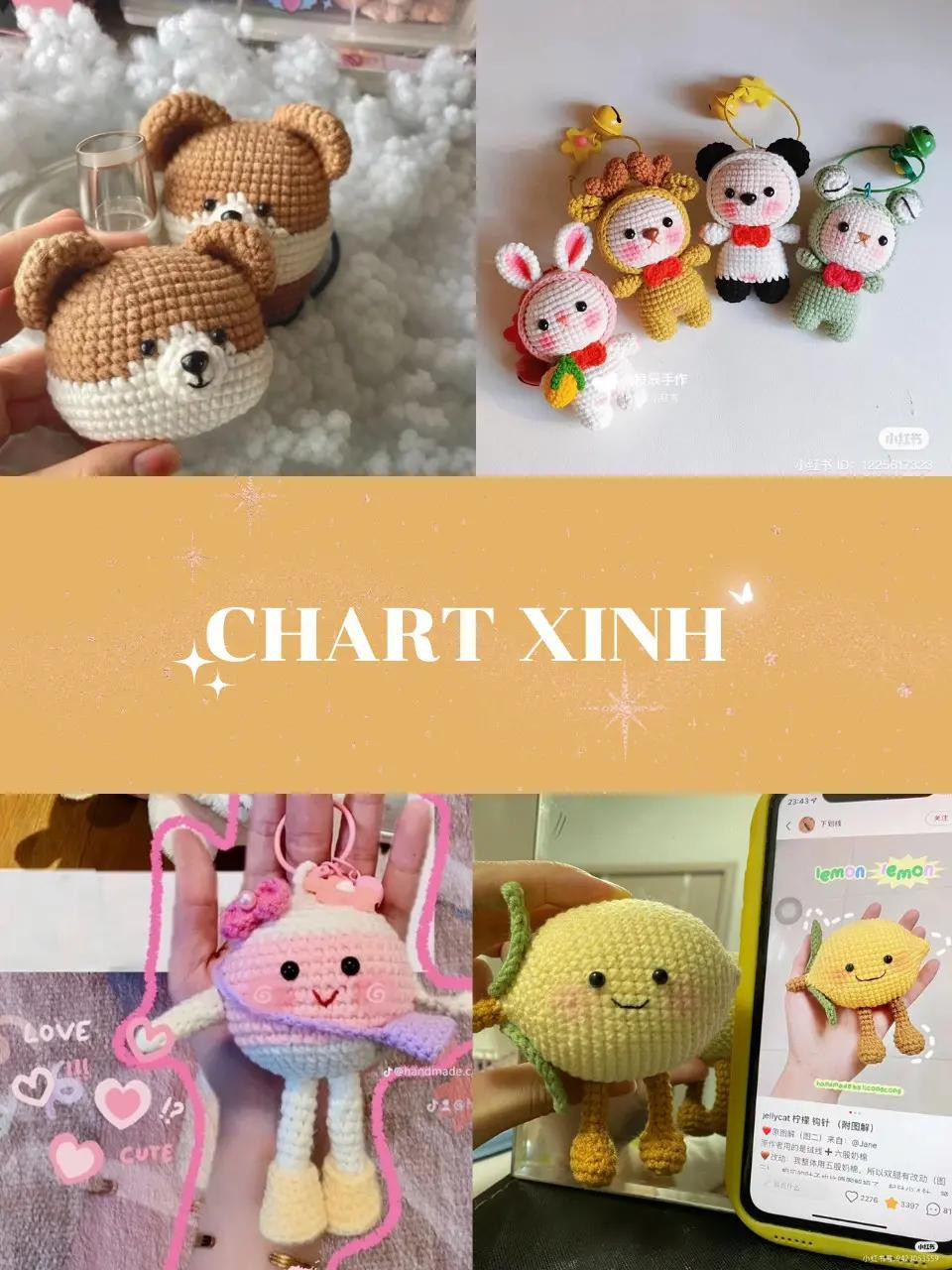 Tổng hợp Chart móc len thú cưng dễ thương: Shiba, gấu trúc, hươu cao cổ và thỏ cosplay