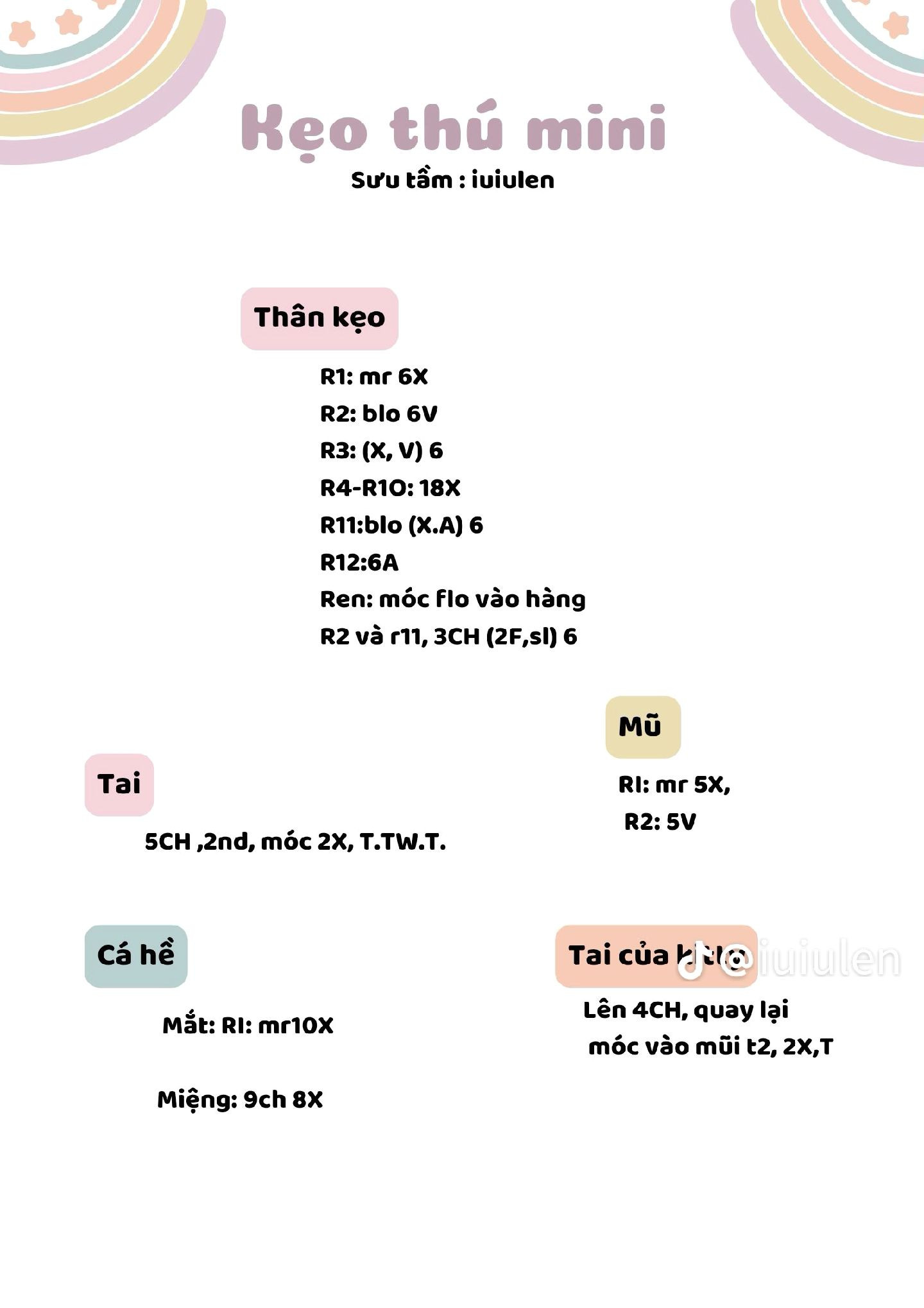 Tổng hợp chart móc len thú cưng: Gummy Bear, Kẹo thú mini và Cún suy dinh dưỡng