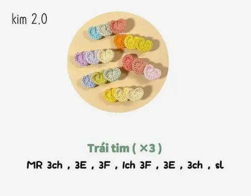Tổng hợp Chart Móc Len Trái Tim: Búp bê, Khóa và Kẹp Tóc