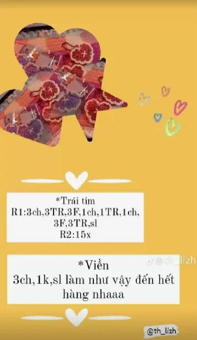 Tổng hợp Chart Móc Len Trái Tim: Búp bê, Khóa và Kẹp Tóc