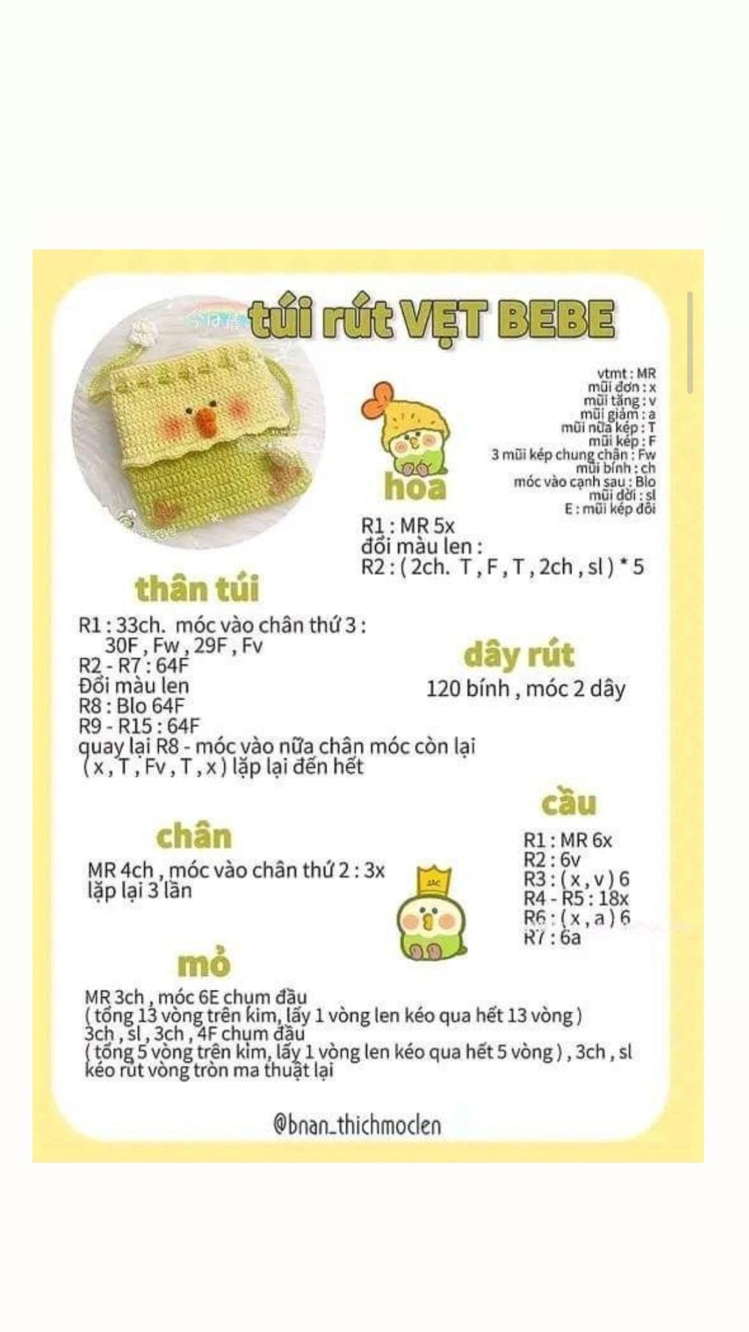 Tổng hợp chart móc len: Túi Loopy, Totoro, Cà rốt và Balo thỏ hồng
