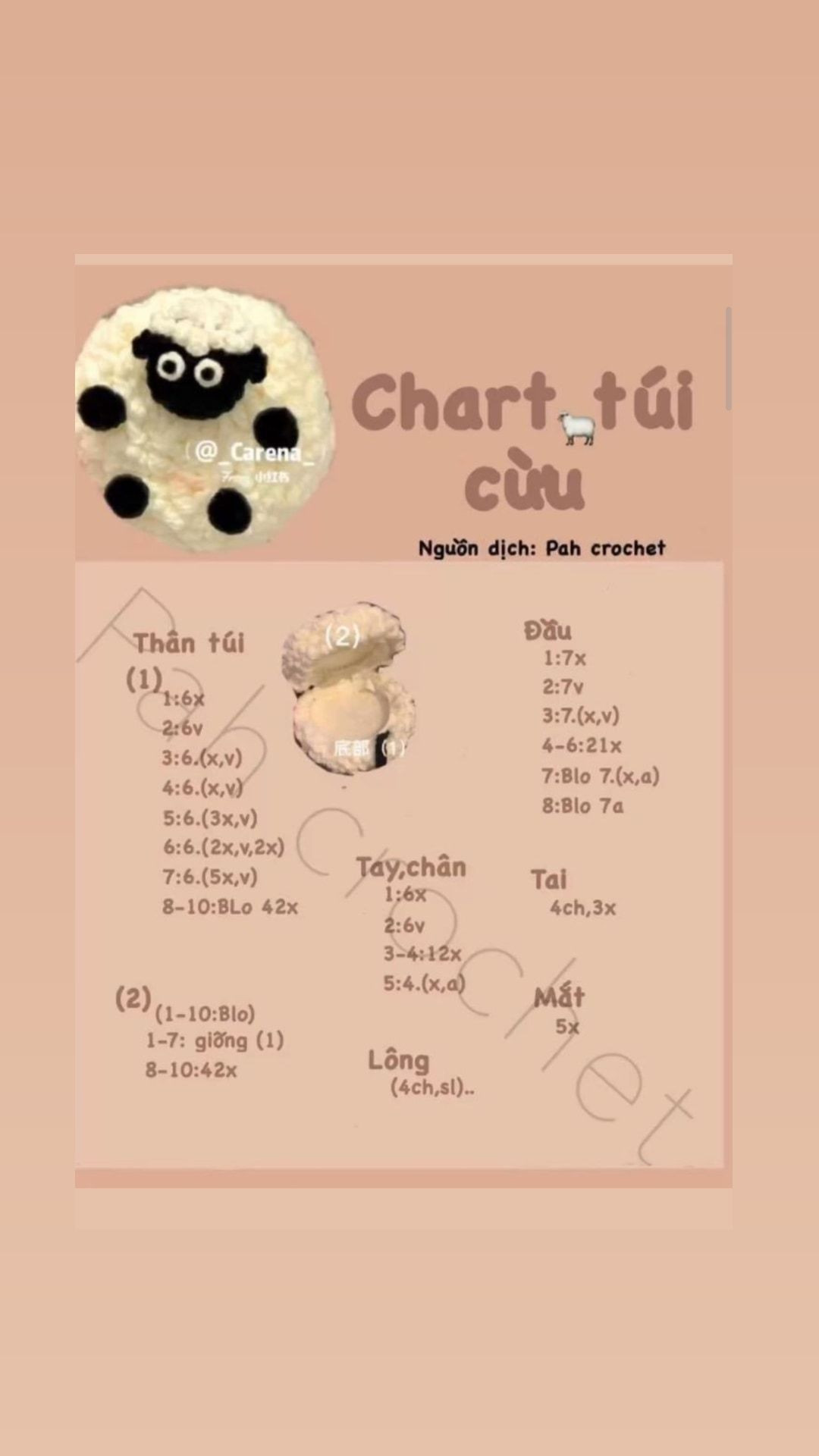 Tổng hợp chart móc len: Túi Loopy, Totoro, Cà rốt và Balo thỏ hồng
