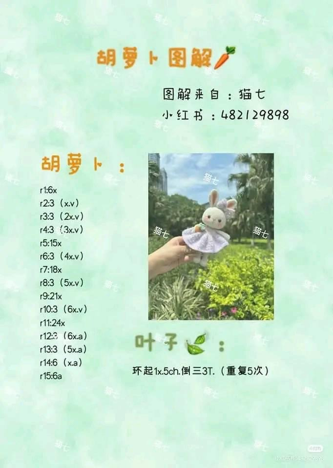 Tổng hợp chart móc thỏ dễ thương cầm cà rốt và mặc váy