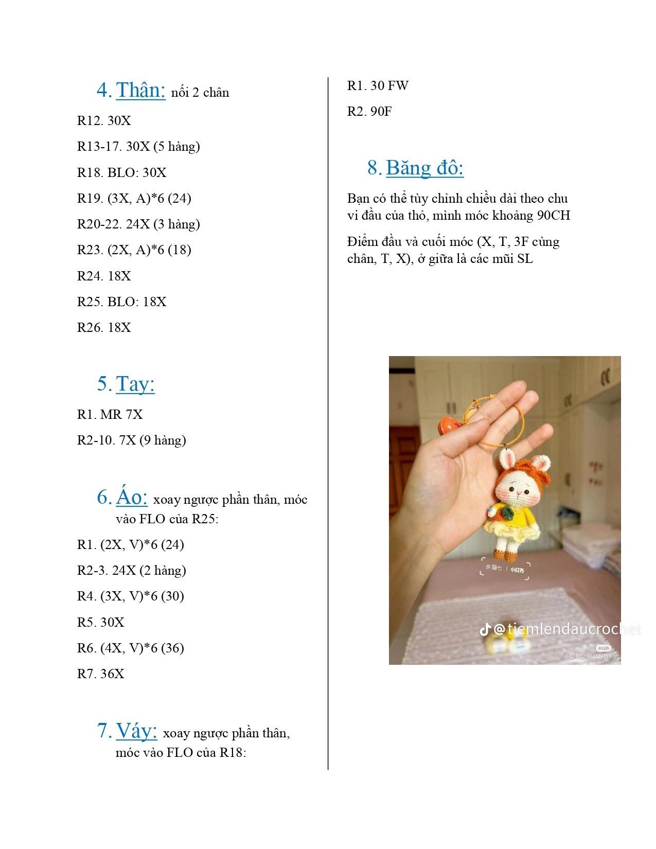 Tổng hợp chart móc thỏ dễ thương cầm cà rốt và mặc váy