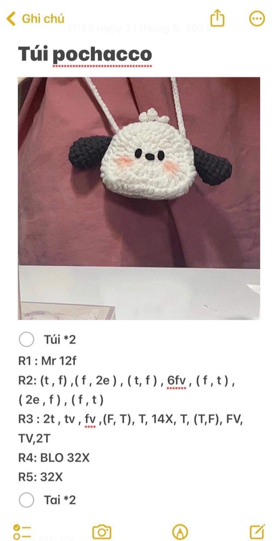 Tổng hợp chart móc túi len dễ thương: Melody, Hello Kitty và Thỏ