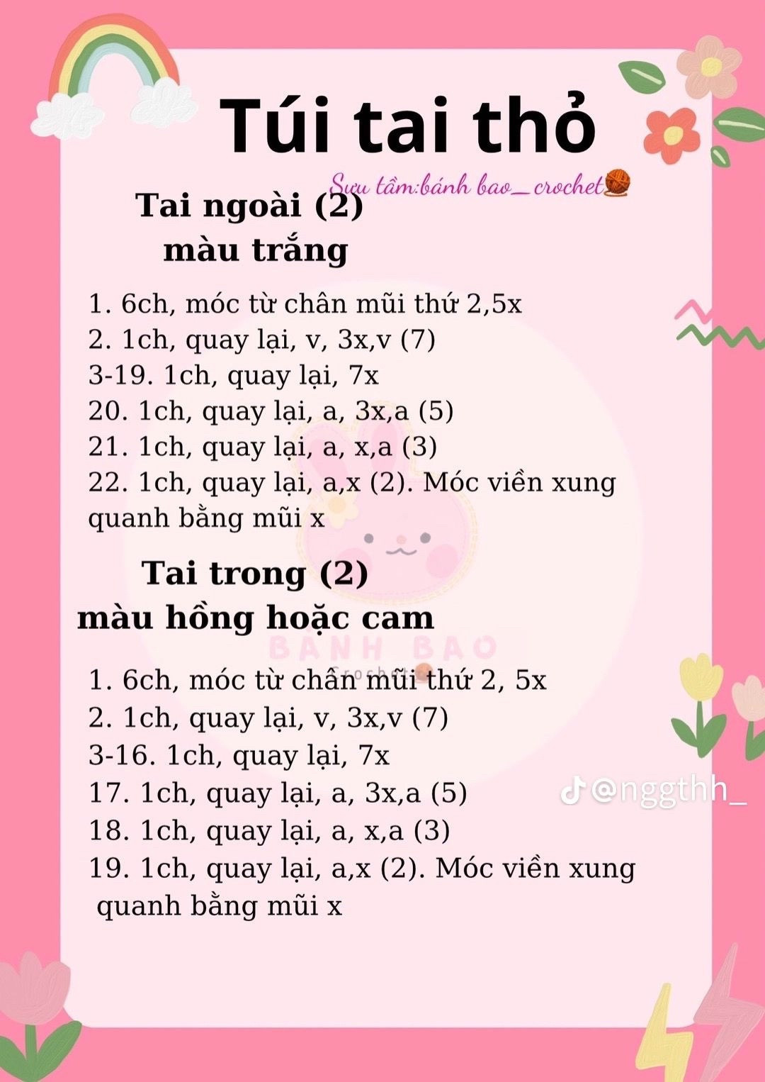 Tổng hợp chart móc túi len dễ thương: Melody, Hello Kitty và Thỏ