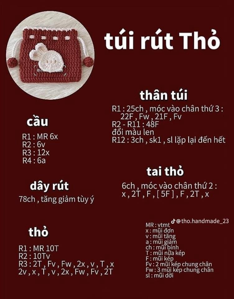 Tổng hợp chart móc túi rút hoa, thỏ cà rốt và gà đội mũ vàng