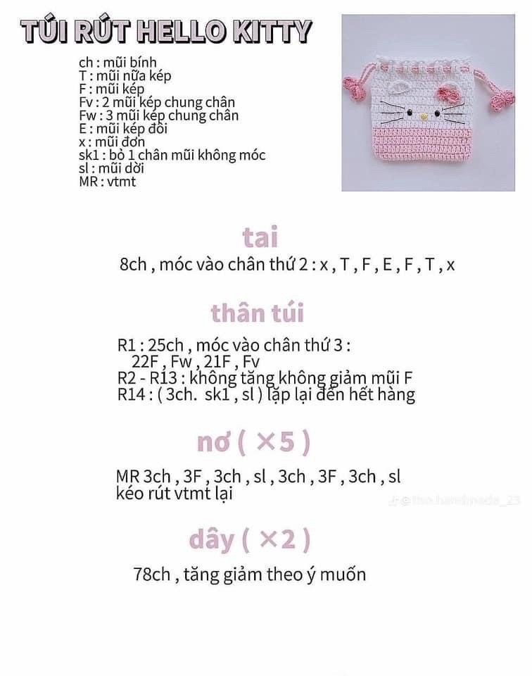 Tổng hợp chart móc túi rút hoa, thỏ cà rốt và gà đội mũ vàng