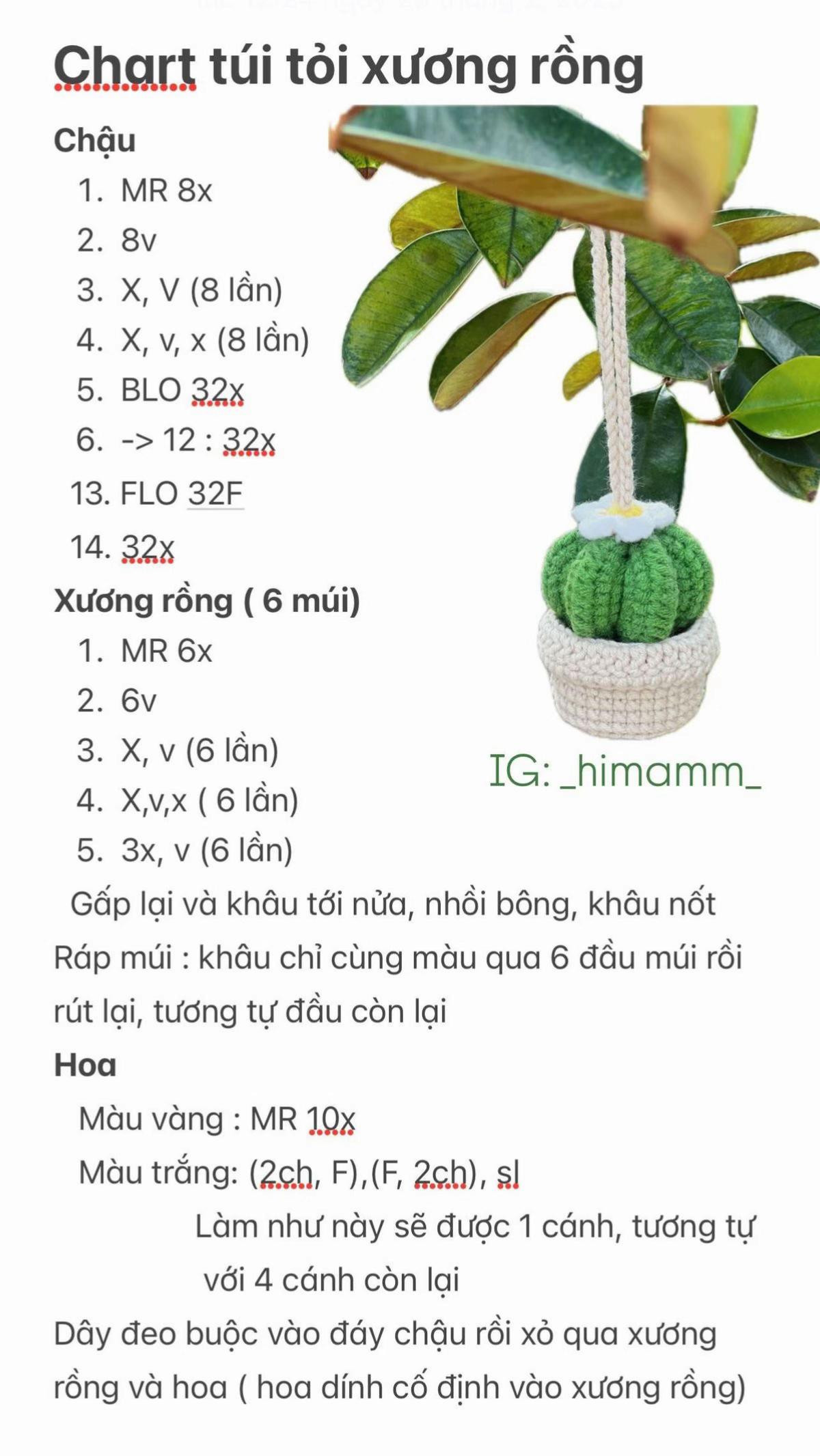Tổng hợp chart móc xương rồng dễ thương