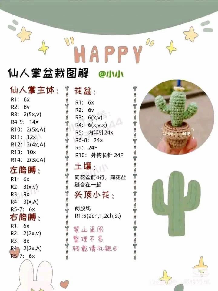 Tổng hợp chart móc xương rồng dễ thương