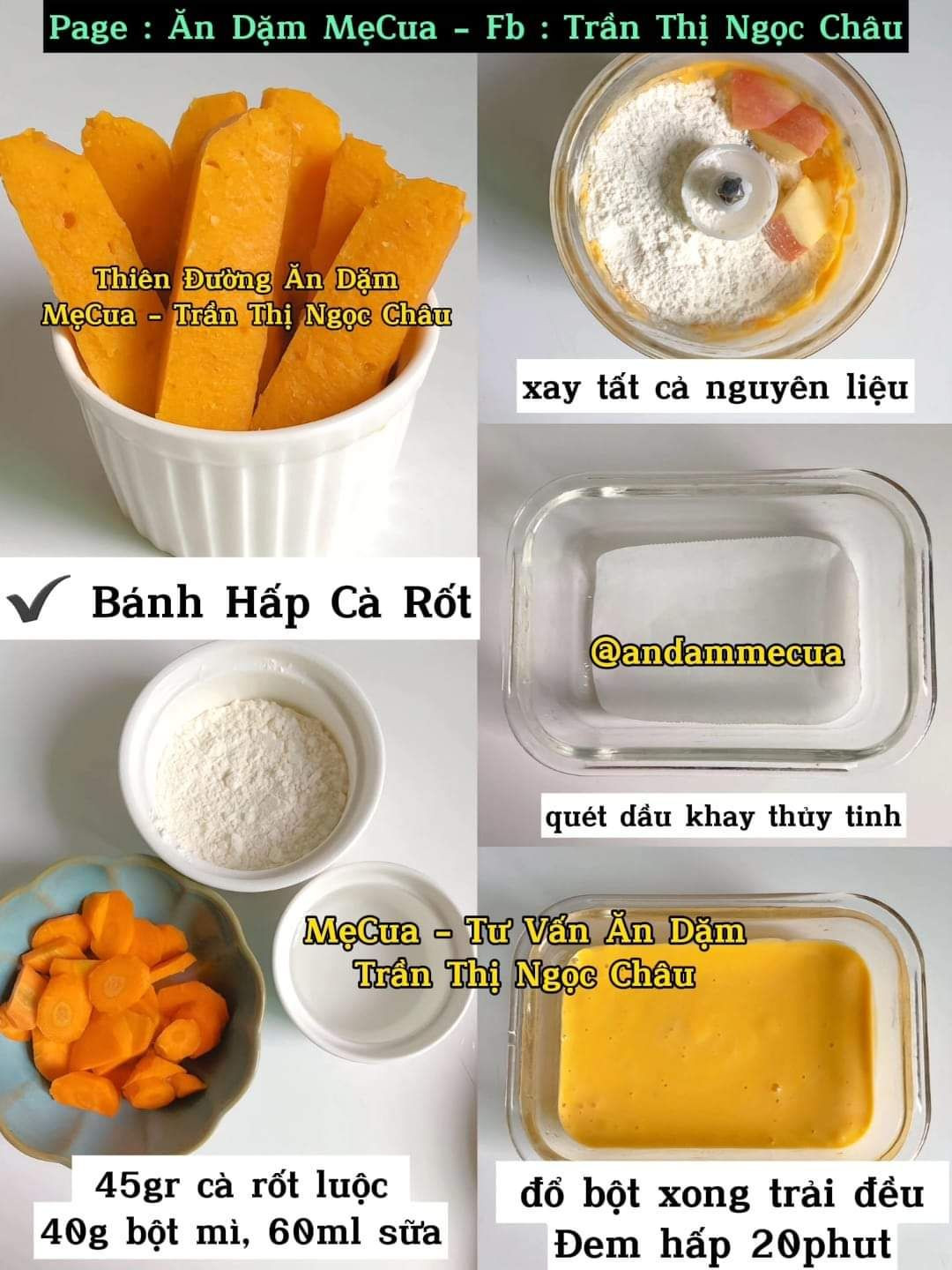 Tổng hợp công thức Bánh Hấp ăn dặm không trứng: Khoai tím, Bí đỏ, Táo đỏ, Thanh long, Cà rốt, Bắp