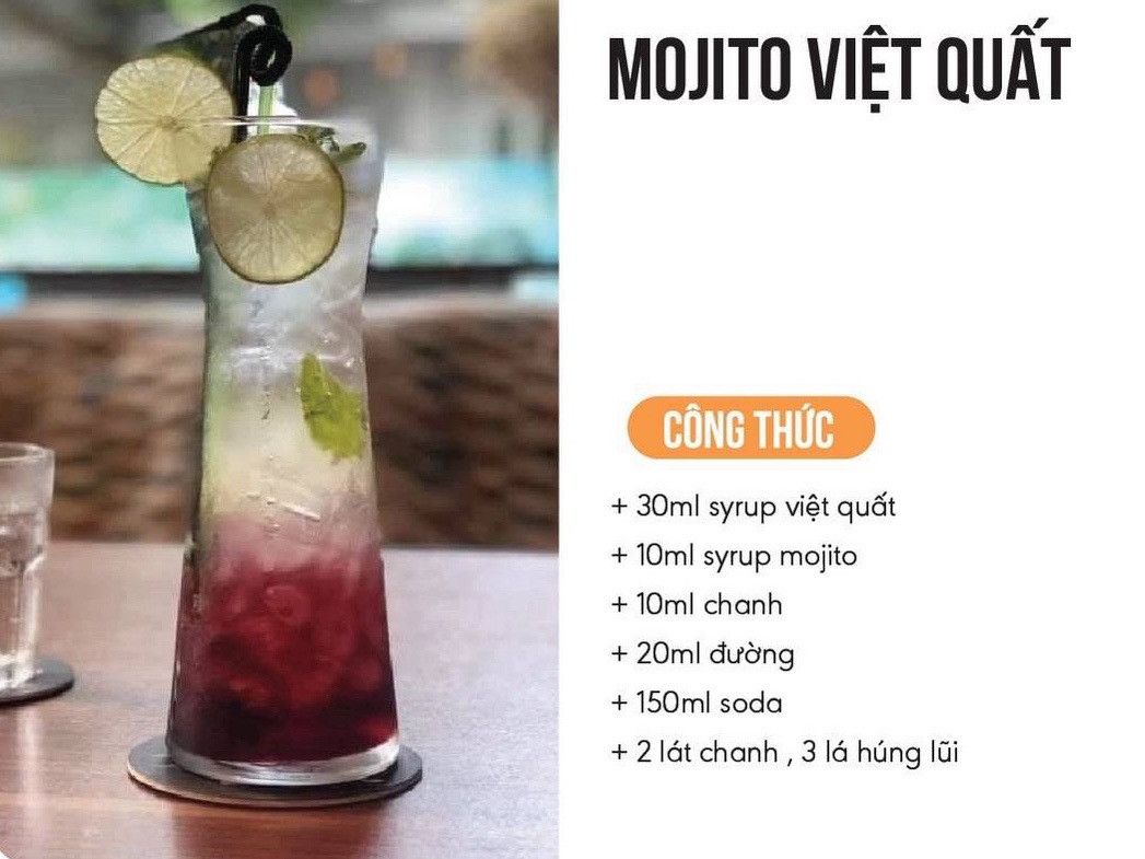 Tổng hợp công thức đồ uống: Cà Phê Cốt Dừa, Mojito Vải, Mojito Việt Quất và Matcha Latte Coffee