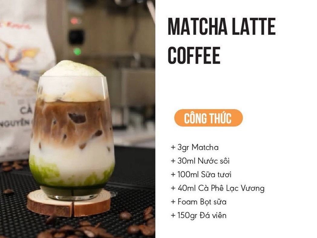 Tổng hợp công thức đồ uống: Cà Phê Cốt Dừa, Mojito Vải, Mojito Việt Quất và Matcha Latte Coffee